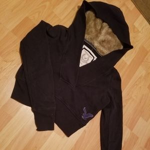American Eagle cropped fur lined hoodie